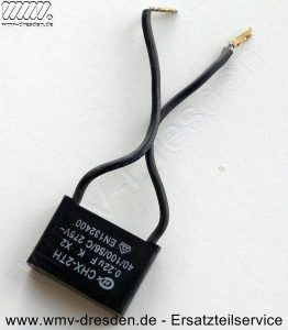 Kondensator für MPMB und TPMB , 25x17x8 mm, Kabellänge ca. 7 cm, flach, 2 Anschlüsse, 275V, 0,33µF