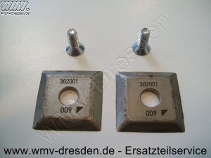 Schneidmessersatz 382068, 2 x 4-Kantmesser 35 x 35 mm , Lochdurchmesser 10 mm, 2 Befestigungsschrauben